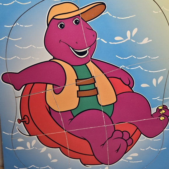 Vintage 2001 Mattel Barney The Dinosaur 8 Piece Wooden Frame Tray Puzzle - Picture 3 of 7